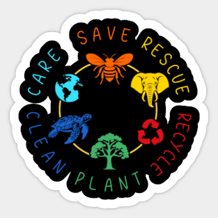 Save Bees Rescue Animals Recycle Plastic Earth Day 2024 Sticker